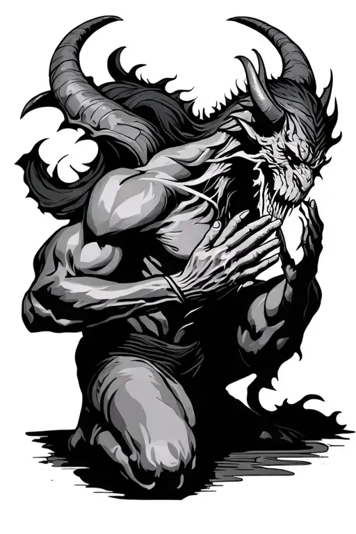 Kneeling Praying Demon Side Profile