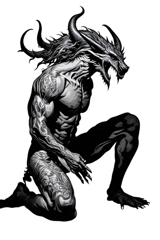 Kneeling Praying Demon Side Profile