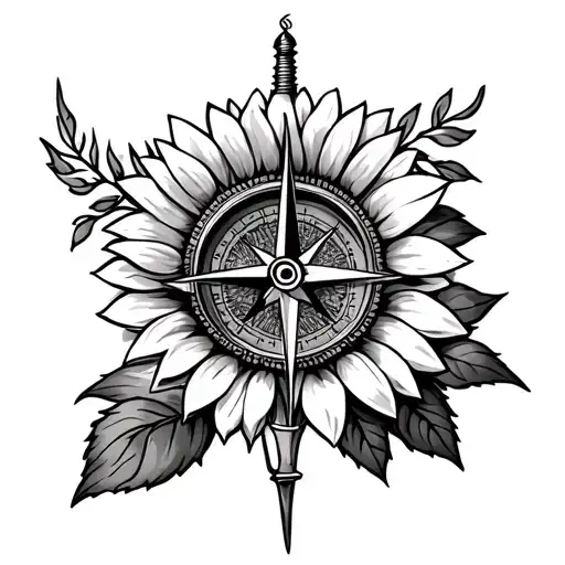 Compass And Sunflowers Wrapped