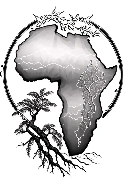 Africa With A Circle Around It And Tree Cutting Across Diagonally