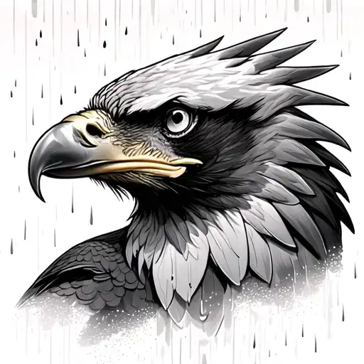 An Eagle And Rain Falling