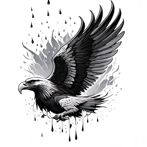 An Eagle Wing And Rain Falling