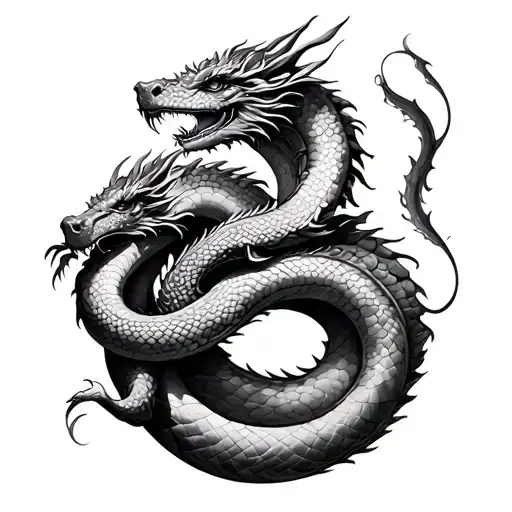 Dragon And Serpent Intertwining