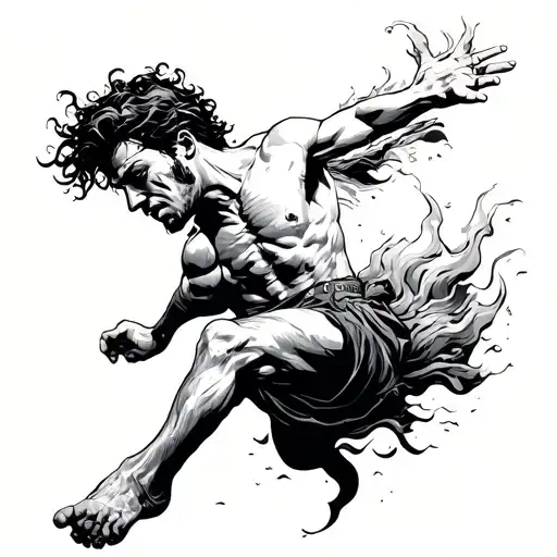 Guy Being Lifted By A Gust Of Wind In The Desert Line Art