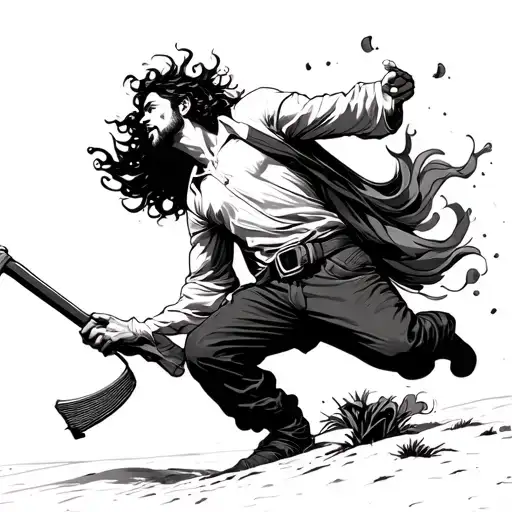 Line Drawing Guy Being Lifted By A Gust Of Wind In The Desert