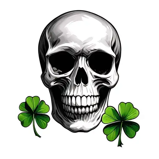 Skull And Four Leaf Clover