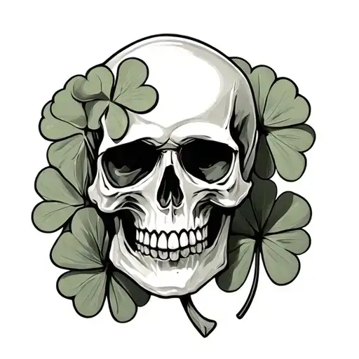 Skull And Four Leaf Clover