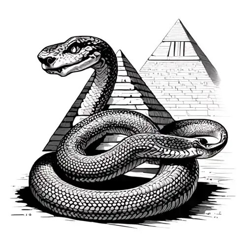 Snake Wrapping Around An Egyptian Pyramaid