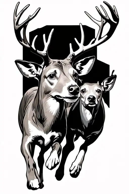 Dogs Running Deer