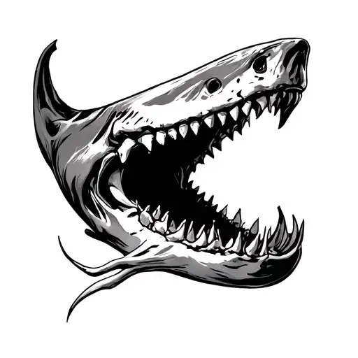 Shark Jaw Bone Line Art