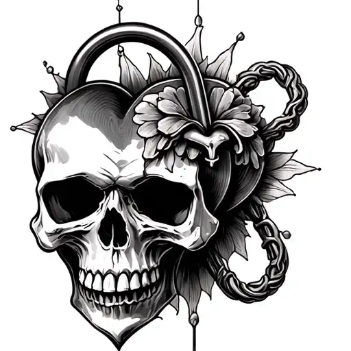 Skull Heart Shaped Lock