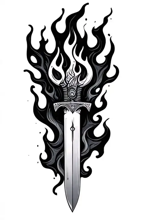 Flames And Knife Piercing