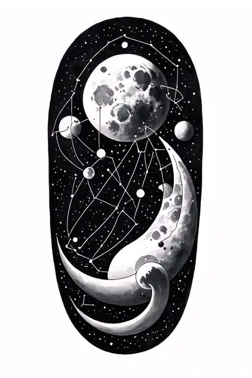 Fine Line Constellations With The Moons Phases