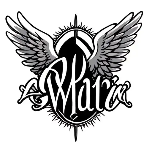 Family Name Tattoo With Wings