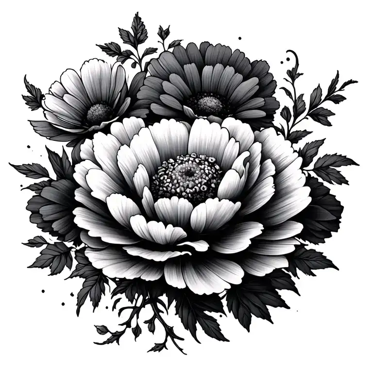 Marigolds Cosmos And Vines