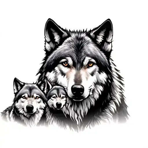 Wolf Pack Family Protective Father Wolf Watching