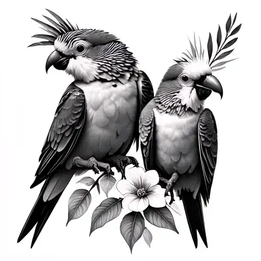 Cockatiels And Native Australian Flora
