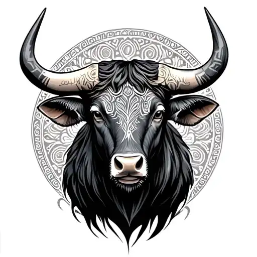 Taurus Bull With Mandala Design Incorporating