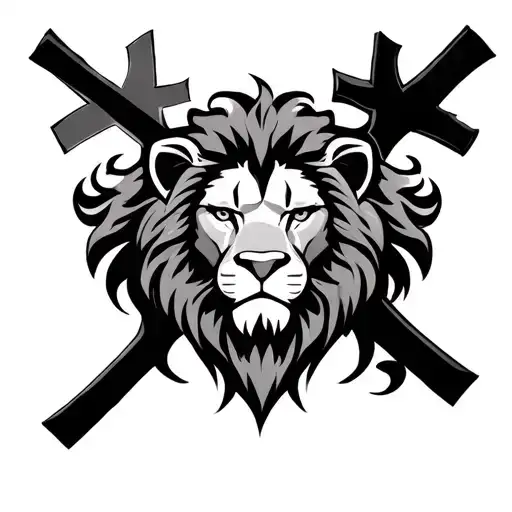 3 Crosses With Lion Face
