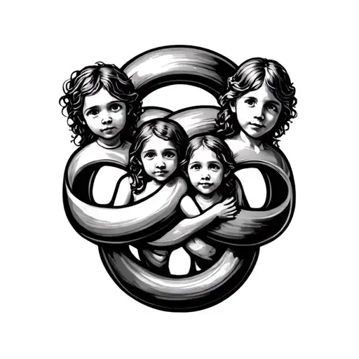 Family Rings Intertwined Representing Children