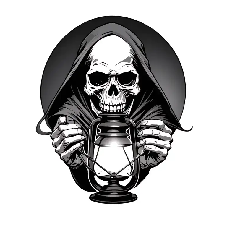 Grim Reaper Scull Holding A Lantern