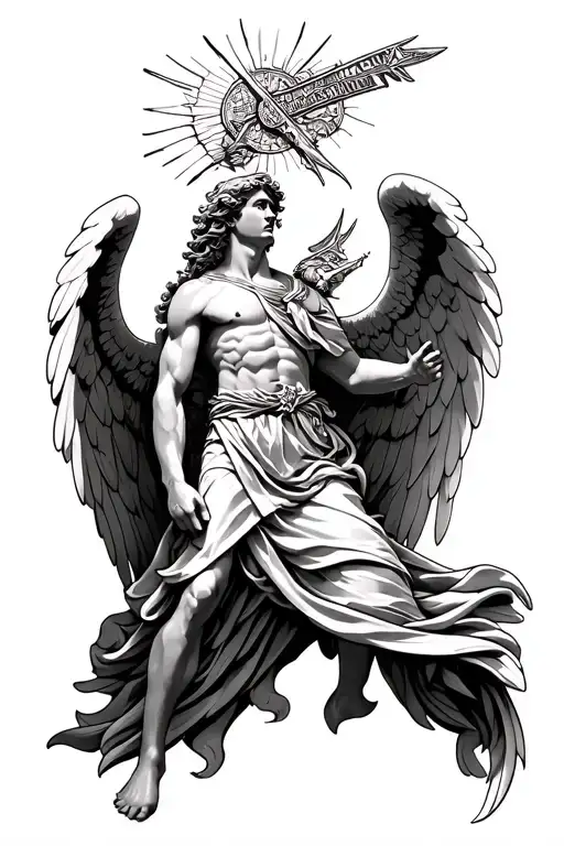 Saint Michael Archangel Slaying Satin