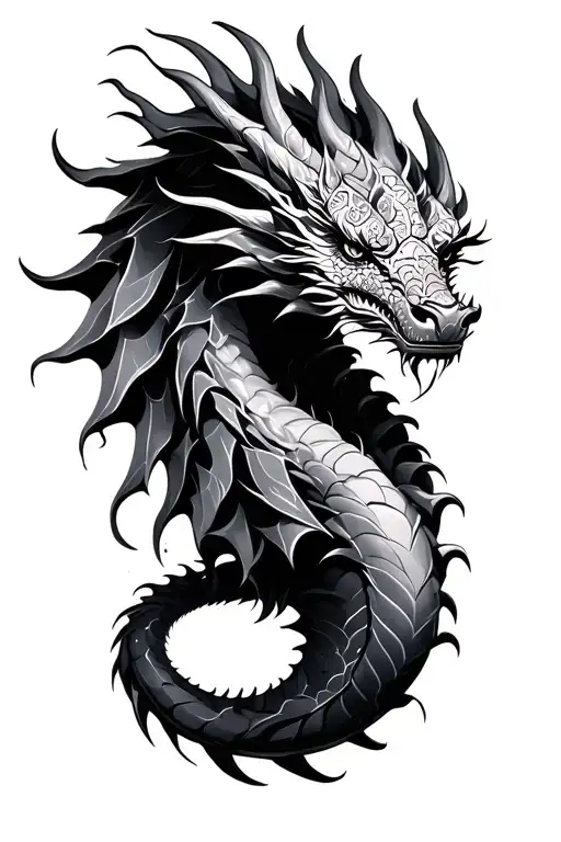 Dragon With Mandala Design Incorporating Elements And Cosmic