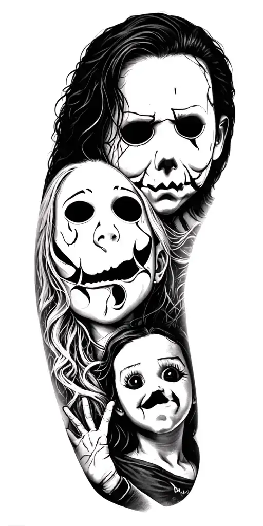 Chucky And Tiffany And Ghost Face And Michael Myers's And Jason Sleeve