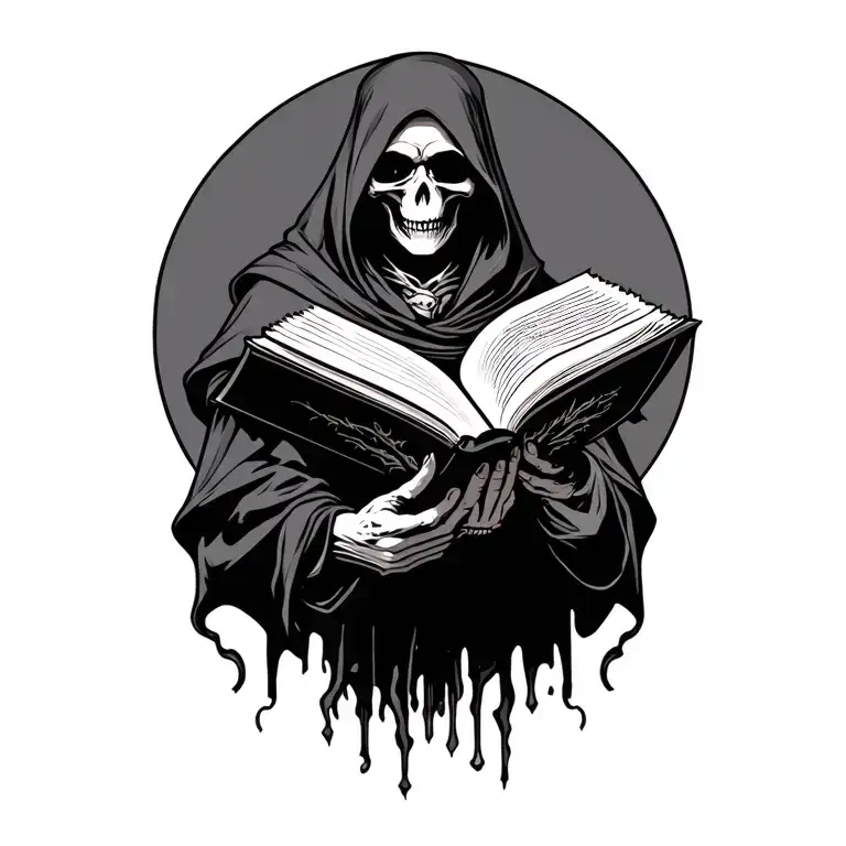Grim Reaper Holding Open Book