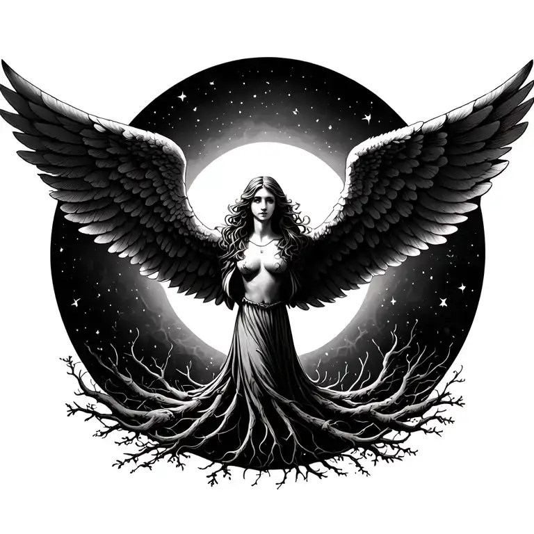 Tree With Angel Wings Spread