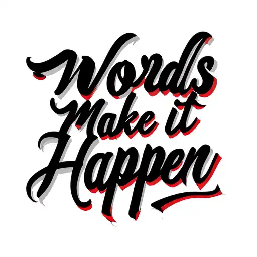 The Words Make It Happen In Chicano Cursive Style Black And Some Letters Red