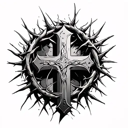 Cross With Crown Of Thorns