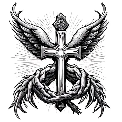 Hodgkins Lymphoma Survivor With Christian Cross Intertwined