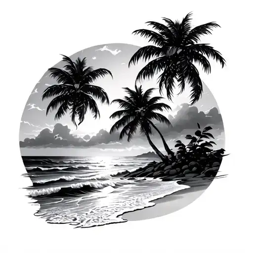 Small Beach Holiday Tattoo For Male