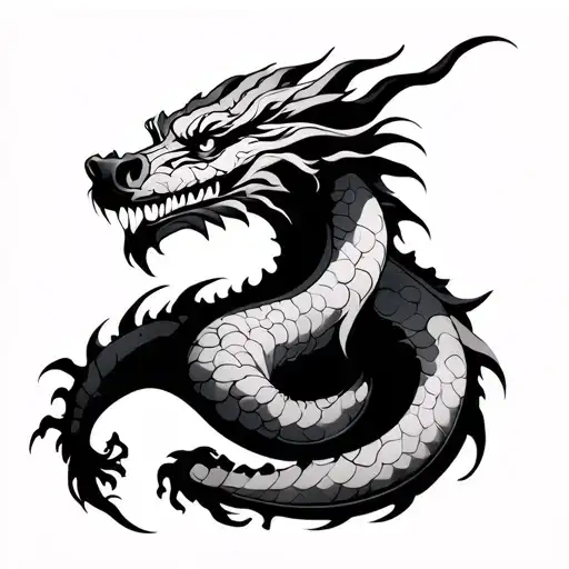A Minimalist Black And White Arm Dragon