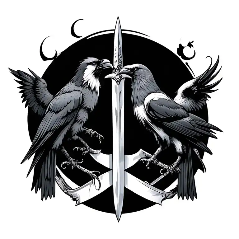 Huginn And Muninn With Sword
