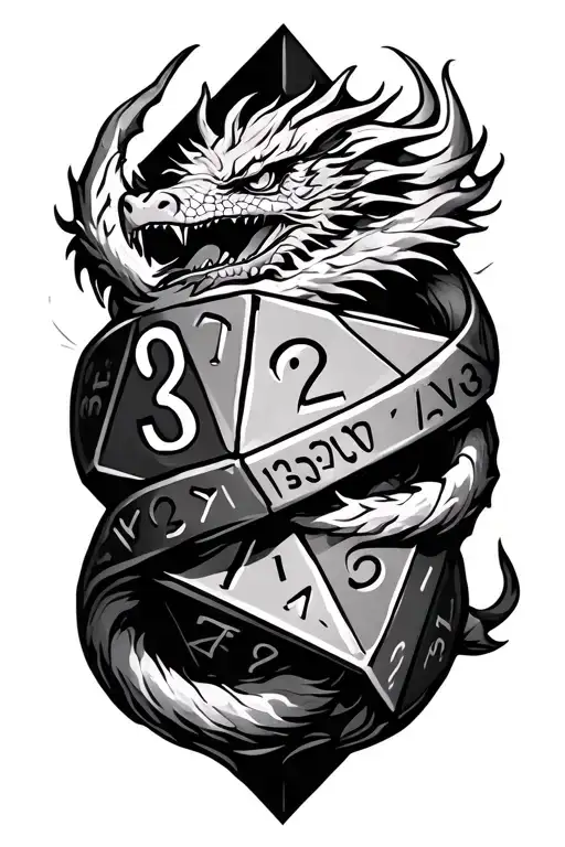 D20 With Accurate Numbers And Dragon Wrapped Round It