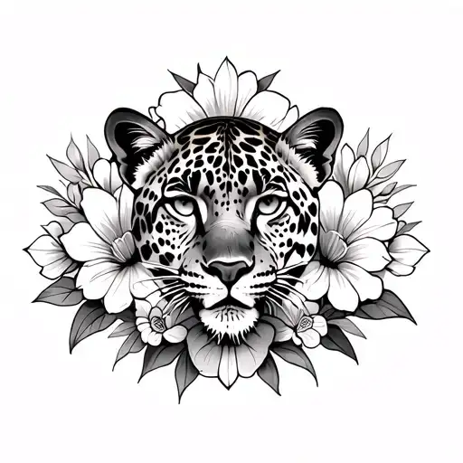 Sri Lankan Leopard Surrounded By Liyawel Flower Design