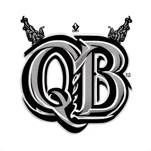 The Ketters Q And B Under Each Other In A Bold Script Font