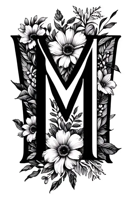 Letter M And 11 Floral Patterns