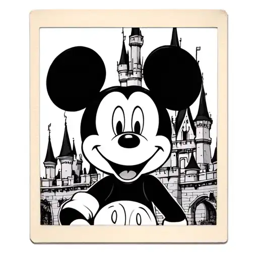 Mickey Mouse Polaroid With Disney Castle Surrounded