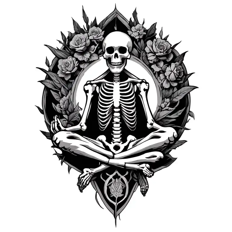 Skeleton Meditating Figure Surrounded