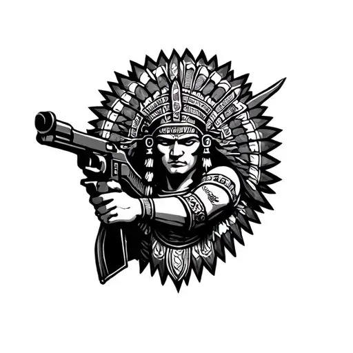 Aztec God Holding Shotgun