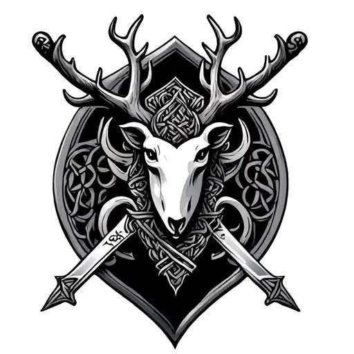 Stag Swords And Family Crest Celtic