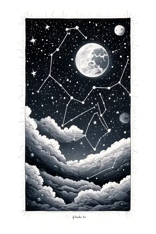 Starry Night Sky With Constellations