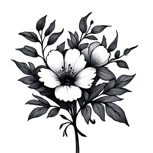 Flowers With Stem Fine Line