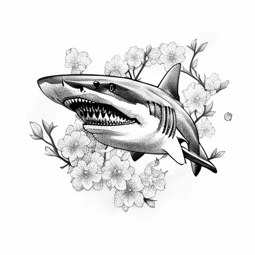 Shark With Cherry Blossom