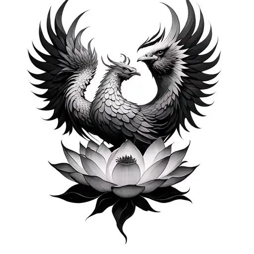 Phoenix Rising From Lotus