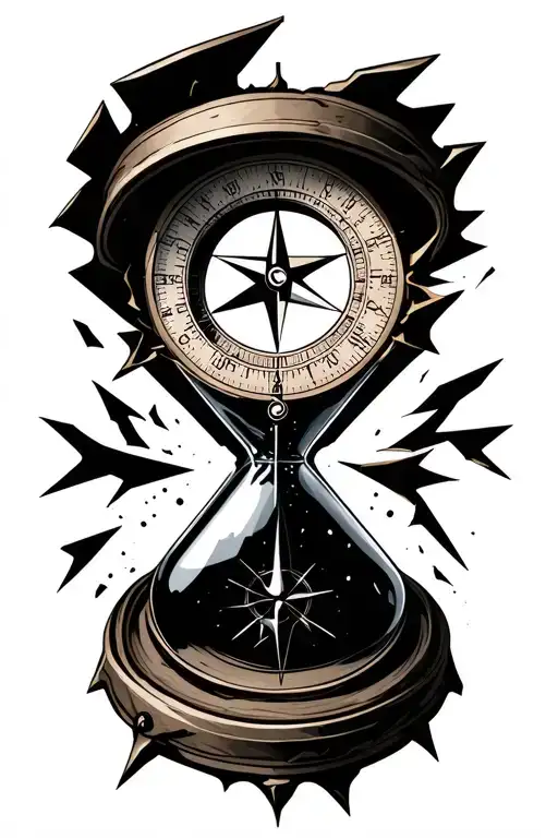 Broken Compass And Hour Glass Shards