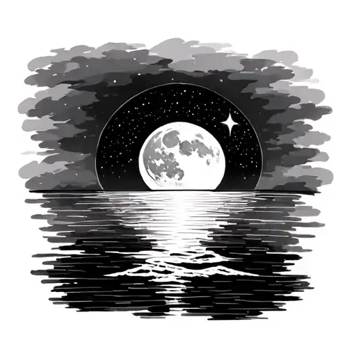 Moon And Sun Setting